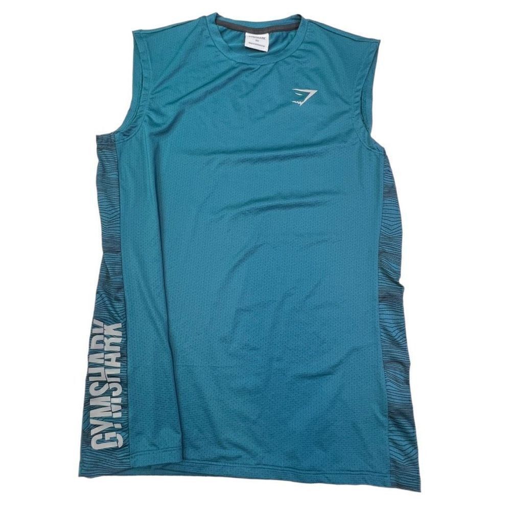 Gymshark Men's Crew Neck Sleeveless Mesh Muscle Shirt Tank Top Teal Blue Size XS
